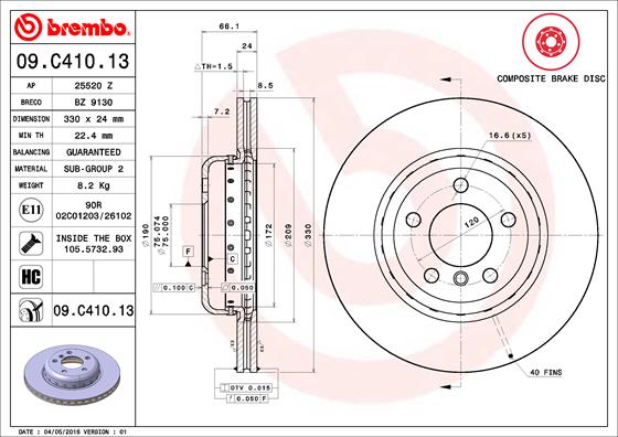 PREDNJI KOČIONI DISKOVI - BREMBO - 09.C410.13