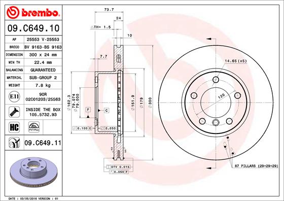 PREDNJI KOČIONI DISKOVI - BREMBO - 09.C649.11