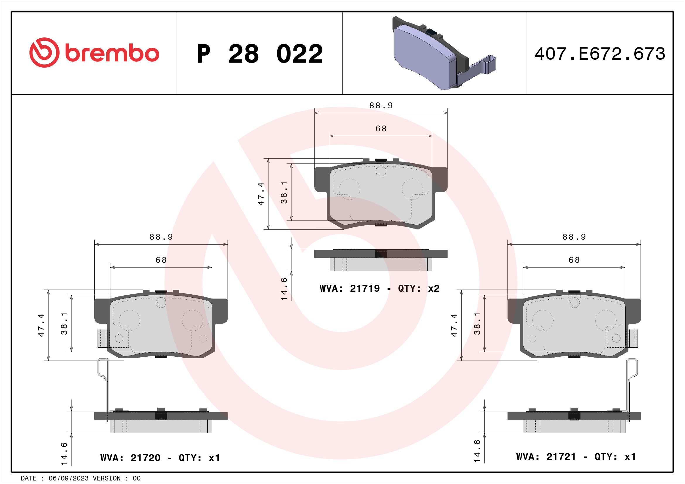 ZADNJE KOČIONE PLOČICE - BREMBO - P 28 022