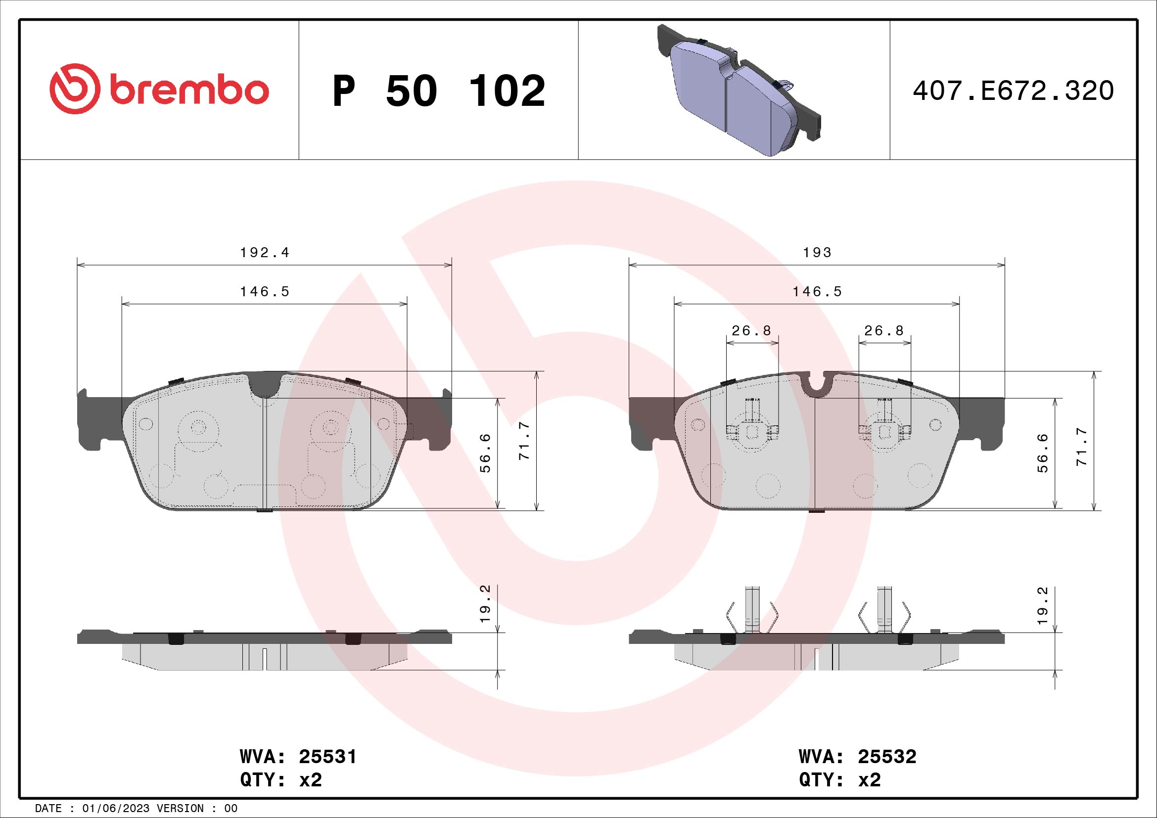 KOČIONE PLOČICE - BREMBO - P 50 102