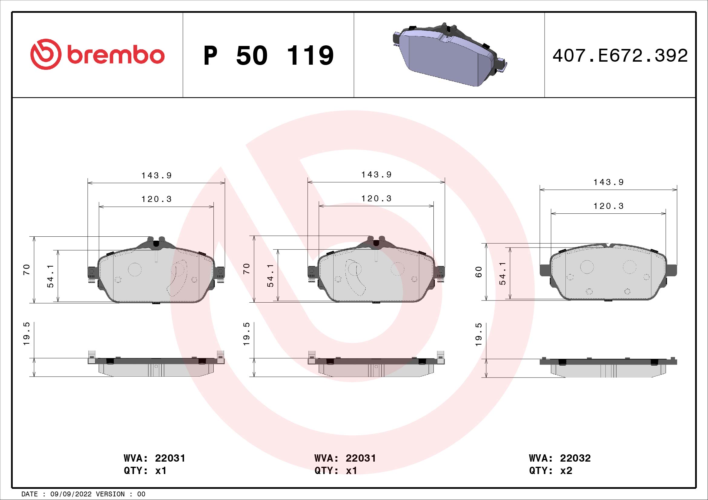 KOČIONE PLOČICE - BREMBO - P 50 119