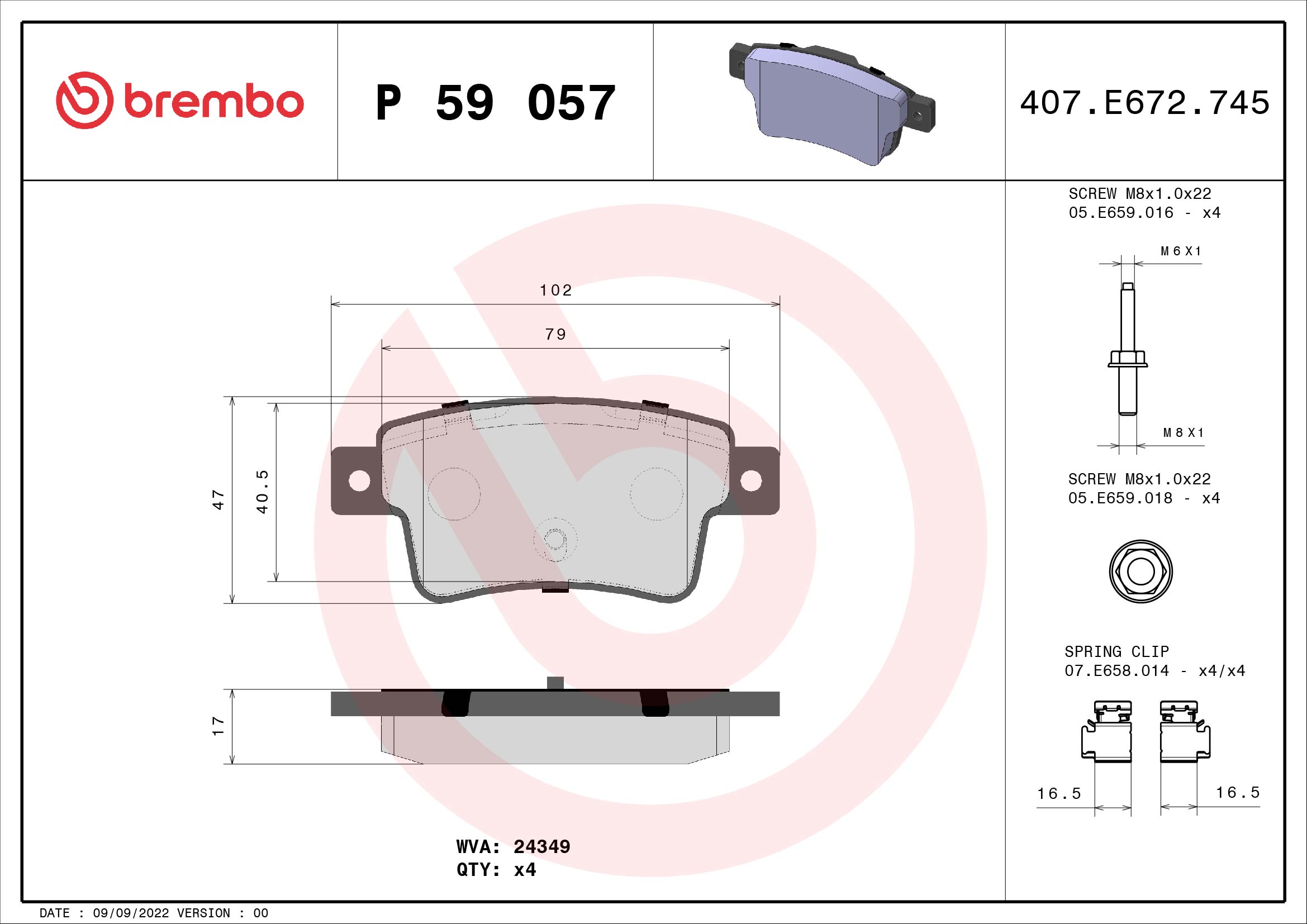 KOČIONE PLOČICE - BREMBO - P 59 057