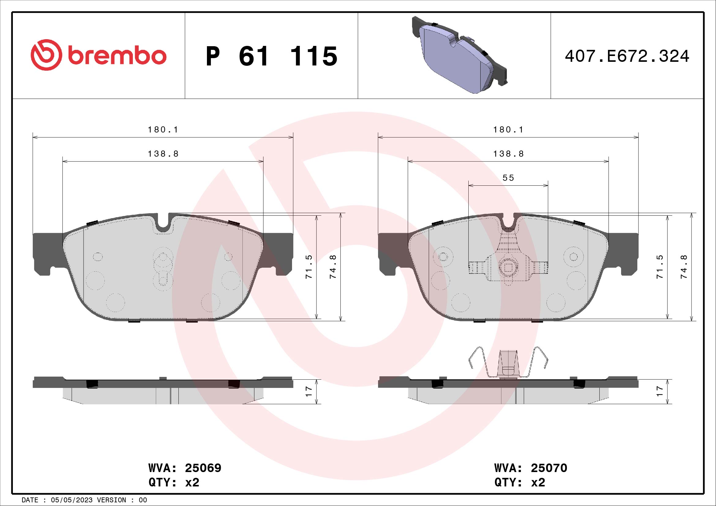 KOČIONE PLOČICE - BREMBO - P 61 115