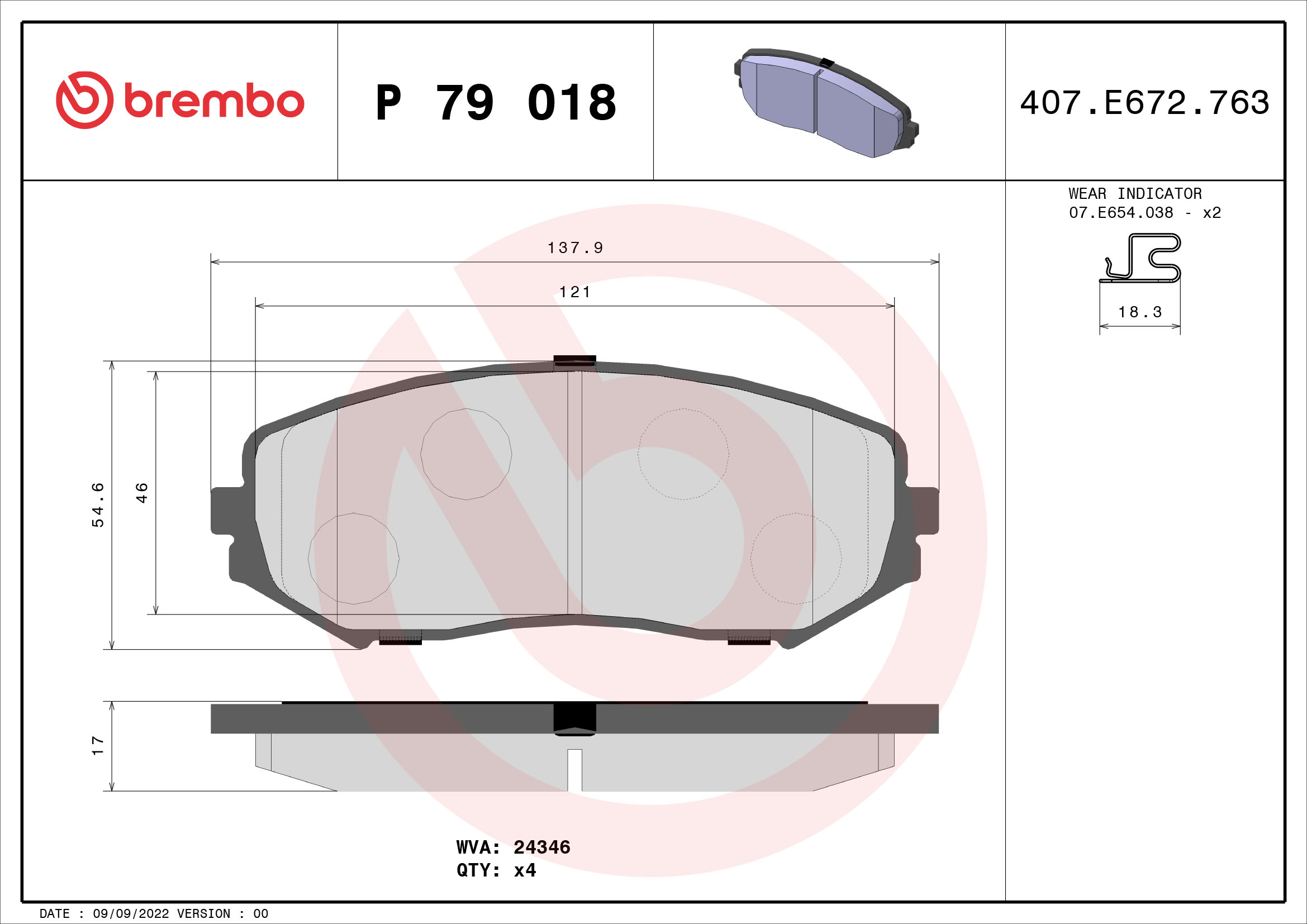 PREDNJE KOČIONE PLOČICE - BREMBO - P 79 018