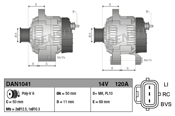 Picture of DENSO - DAN1041 - Alternator (Alternator)