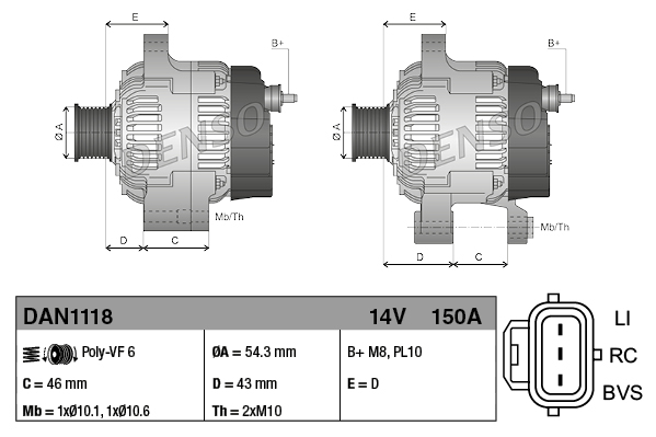 Picture of DENSO - DAN1118 - Alternator (Alternator)