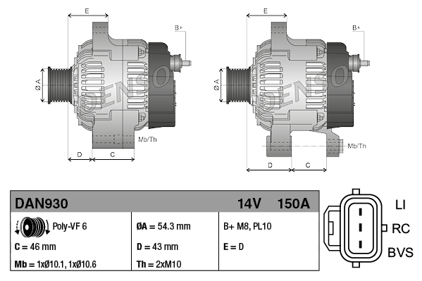 Picture of DENSO - DAN930 - Alternator (Alternator)