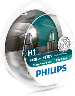 Picture of Philips H1 12V 55W +130% Pair XtremeVision Bulbs