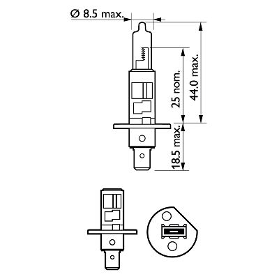 Picture of Philips H1 12V 55W +30% Vision Halogen Bulb