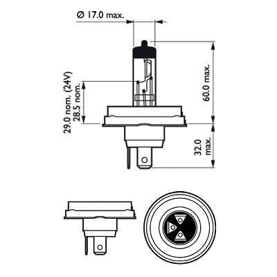 Picture of Philips R2 12V 45/40W  Vision Halogen Bulb