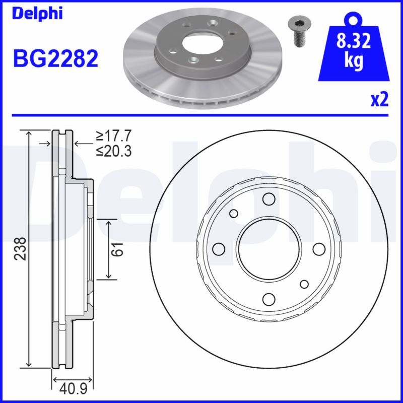 PREDNJI KOČIONI DISKOVI - DELPHI - BG2282