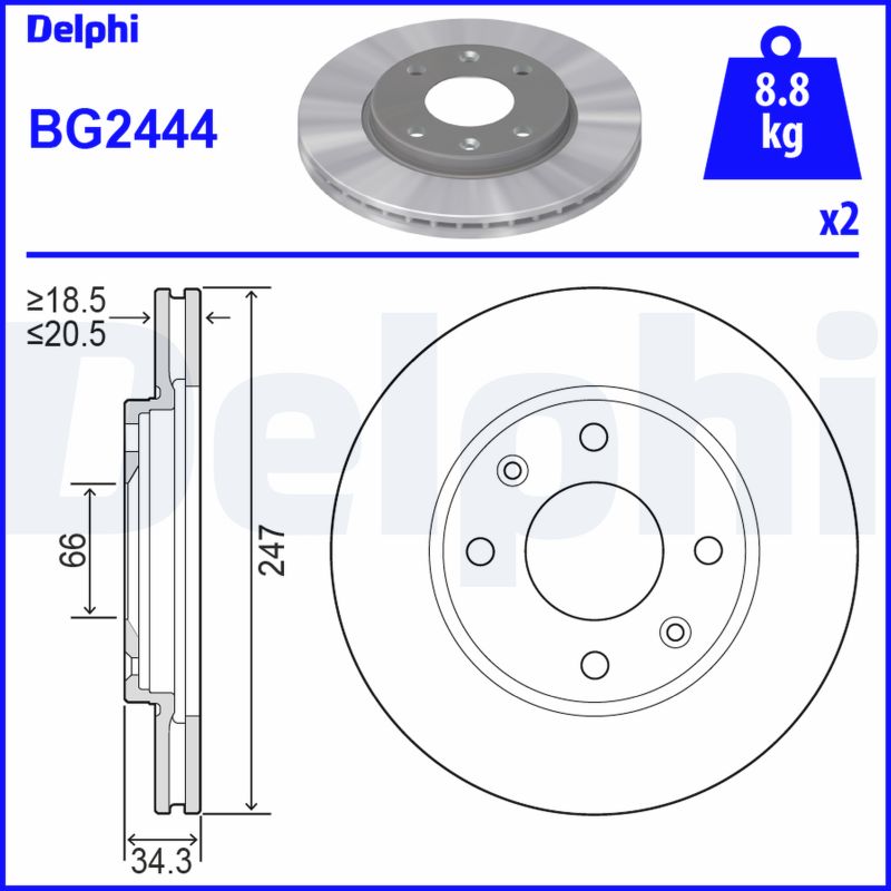 PREDNJI KOČIONI DISKOVI - DELPHI - BG2444