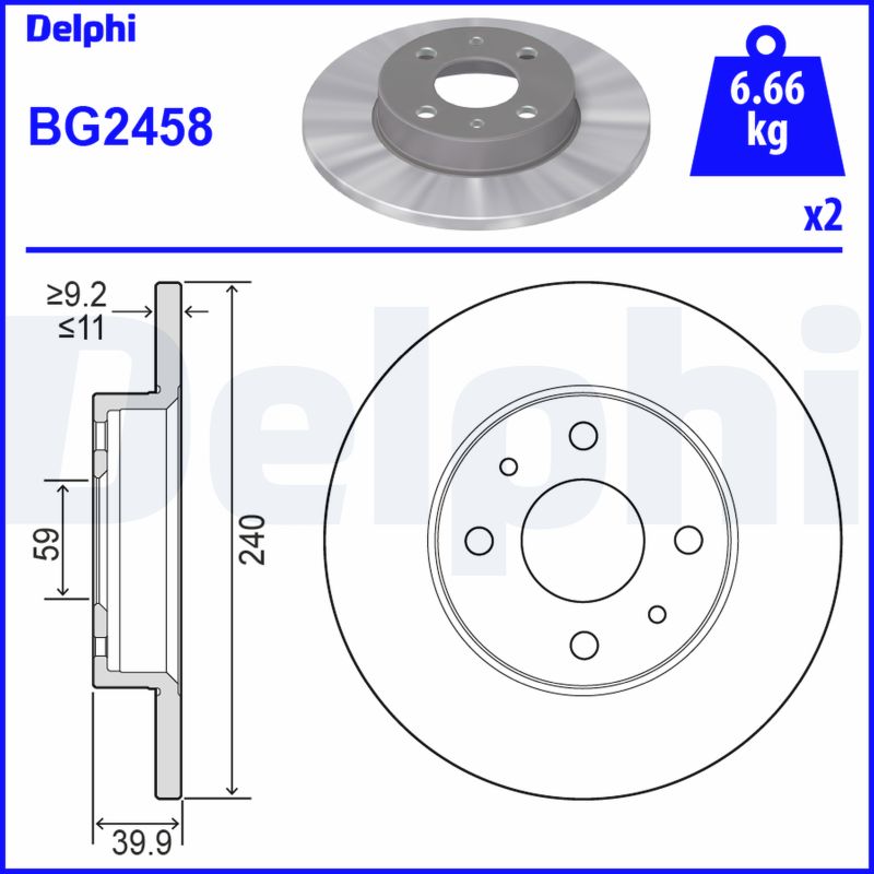 DELPHI - BG2458 - Kočioni disk (Kočioni uređaj)