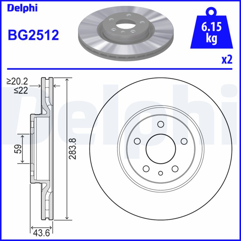 PREDNJI KOČIONI DISKOVI - DELPHI - BG2512