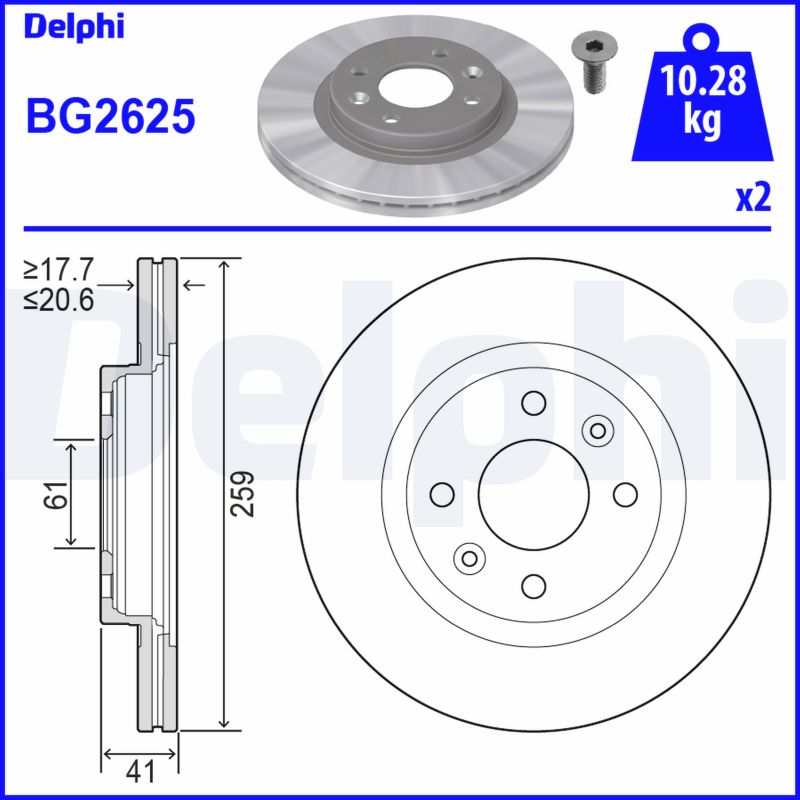 PREDNJI KOČIONI DISKOVI - DELPHI - BG2625