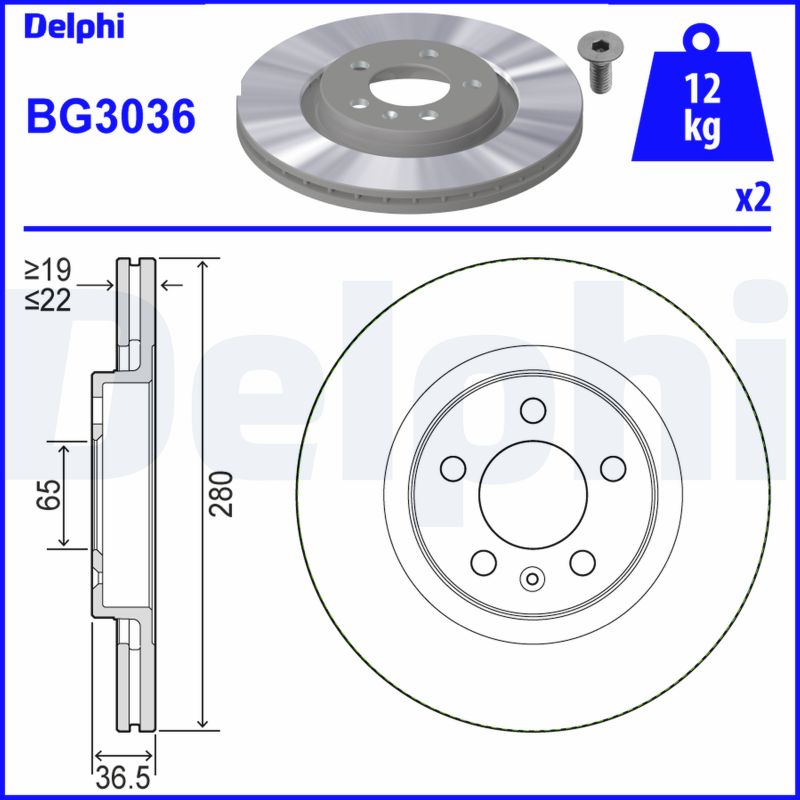 PREDNJI KOČIONI DISKOVI - DELPHI - BG3036