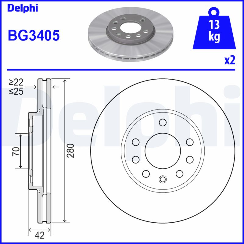 PREDNJI KOČIONI DISKOVI - DELPHI - BG3405