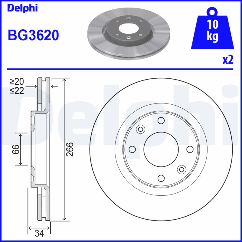 Slika DELPHI - BG3620 - Kočioni disk (Kočioni uređaj)