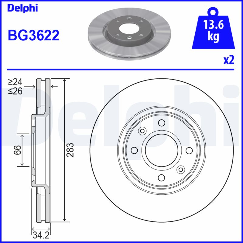 PREDNJI KOČIONI DISKOVI - DELPHI - BG3622