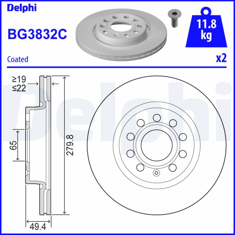 PREDNJI KOČIONI DISKOVI - DELPHI - BG3832C