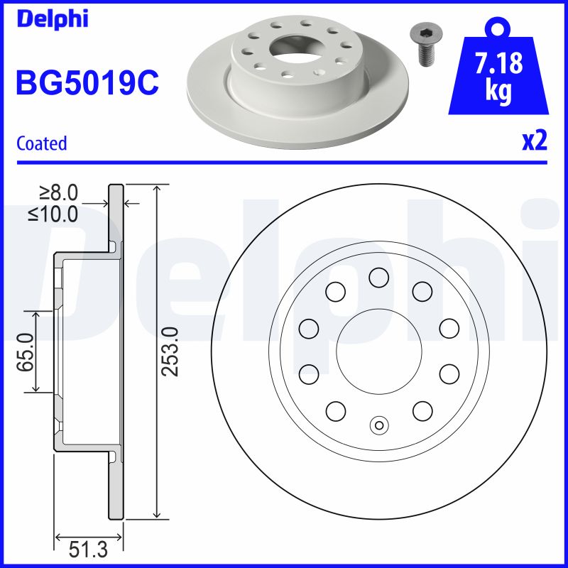 ZADNJI KOČIONI DISKOVI - DELPHI - BG5019C