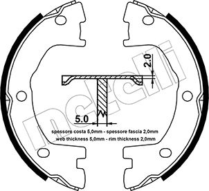 METELLI - 53-0077 - Komplet kočionih papuča, ručna kočnica (Kočioni uređaj)