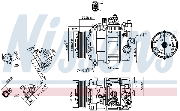 Picture of NISSENS - 89052 - Compressor, air conditioning (Air Conditioning)