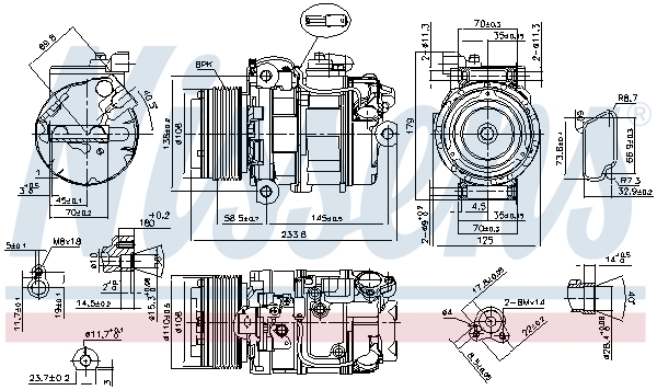 Picture of NISSENS - 89595 - Compressor, air conditioning (Air Conditioning)
