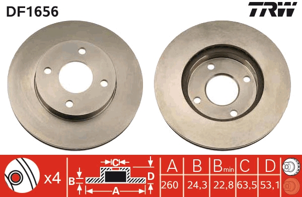PREDNJI KOČIONI DISKOVI - TRW - DF1656
