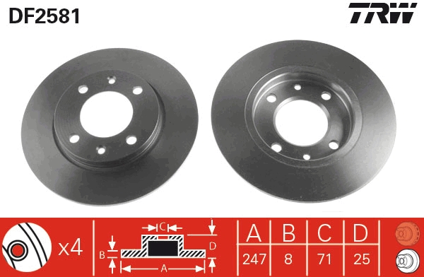 Slika TRW - DF2581 - Kočioni disk (Kočioni uređaj)