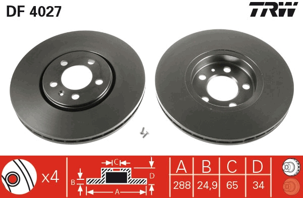 TRW - DF4027 - Kočioni disk (Kočioni uređaj)