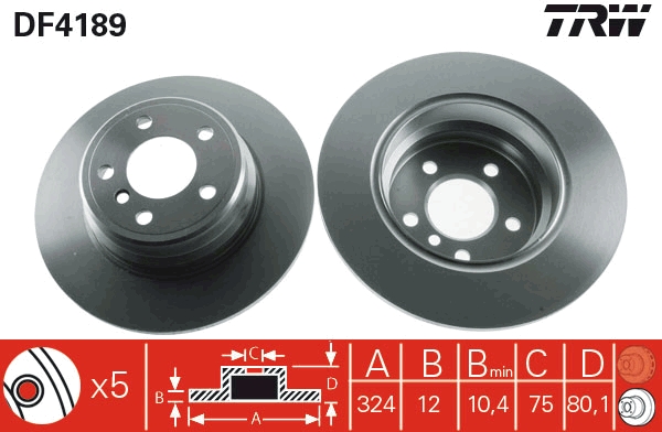 Slika TRW - DF4189 - Kočioni disk (Kočioni uređaj)