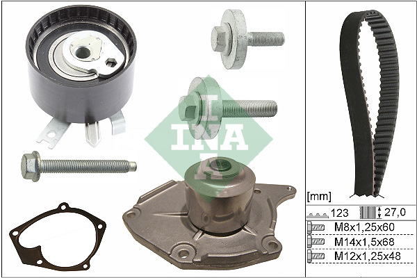 INA - 530 0197 31 - Pumpa za vodu + komplet zupčastog kaiša (Hlađenje)