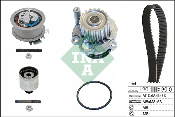 INA - 530 0201 32 - Pumpa za vodu + komplet zupčastog kaiša (Hlađenje)