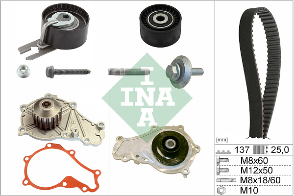 INA - 530 0375 30 - Pumpa za vodu + komplet zupčastog kaiša (Hlađenje)