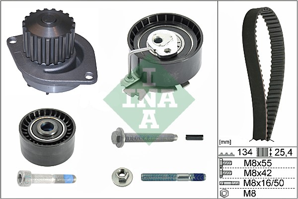 INA - 530 0379 30 - Pumpa za vodu + komplet zupčastog kaiša (Hlađenje)