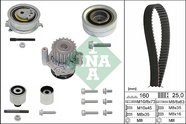 INA - 530 0550 32 - Pumpa za vodu + komplet zupčastog kaiša (Hlađenje)