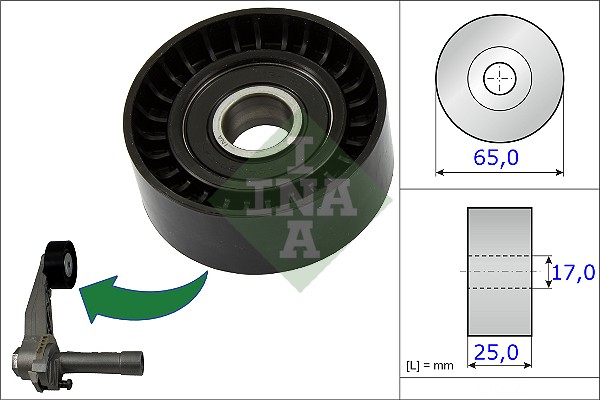 INA - 531 0866 10 - Zatezač, klinasti rebrasti kaiš (Kaišni prenos)