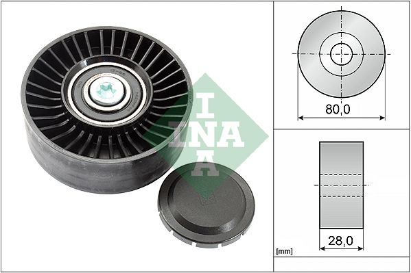 INA - 532 0515 10 - Usmeravajući/vodeći točkić, klinasti rebrasti kaiš (Kaišni prenos)