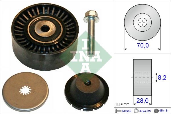 Slika INA - 532 0600 10 - Usmeravajući/vodeći točkić, klinasti rebrasti kaiš (Kaišni prenos)