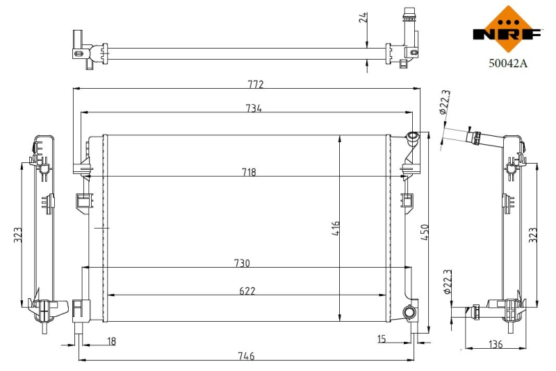 Picture of NRF - 50042A - Radiator, engine cooling (Cooling System)