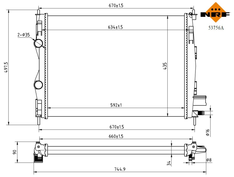Picture of NRF - 53756A - Radiator, engine cooling (Cooling System)