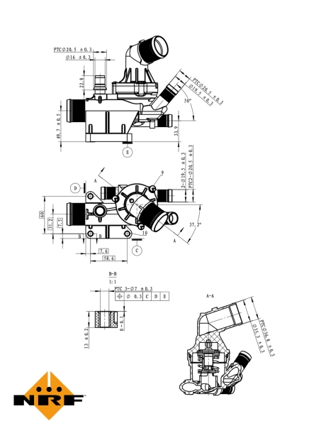 Picture of NRF - 725019 - Thermostat, coolant (Cooling System)