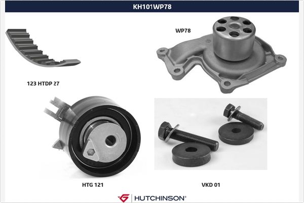 Picture of HUTCHINSON - KH 101WP78 - Water Pump & Timing Belt Set (Cooling System)