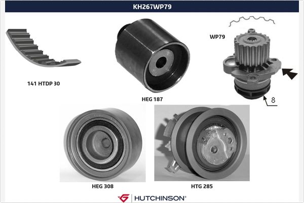 Picture of HUTCHINSON - KH 267WP79 - Water Pump & Timing Belt Set (Cooling System)