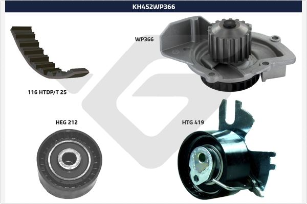 Picture of HUTCHINSON - KH 452WP366 - Water Pump & Timing Belt Set (Cooling System)
