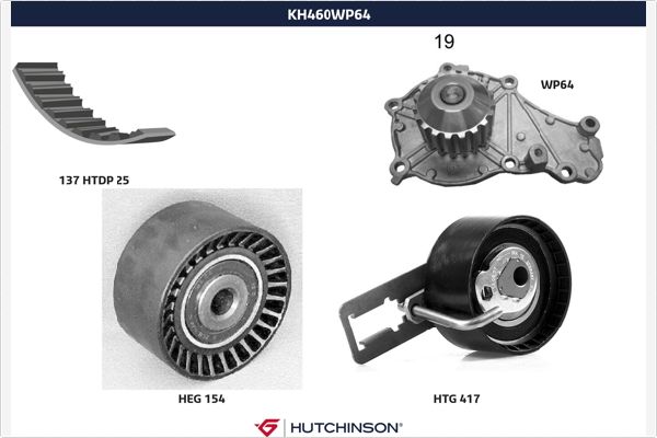 Picture of HUTCHINSON - KH 460WP64 - Water Pump & Timing Belt Set (Cooling System)