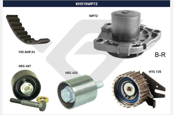 Picture of HUTCHINSON - KH 518WP72 - Water Pump & Timing Belt Set (Cooling System)