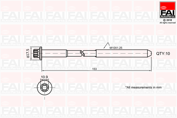 Picture of FAI AutoParts - B701 - Bolt Kit, cylinder head (Cylinder Head)