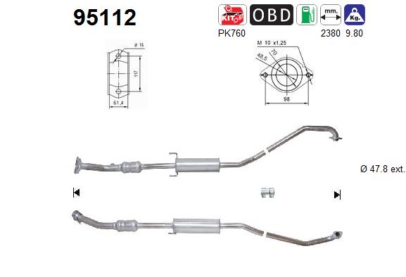 Picture of AS - 95112 - Catalytic Converter (Exhaust System)
